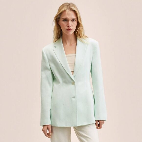 Mango Linen Blend Structured Blazer Jacket New - Picture 8 of 8